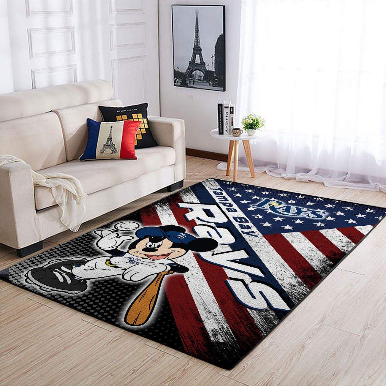 Tampa Bay Rays Team Logo Mickey Us Rectangle Area Rug – Full Print Carpet For Living Room & Bedroom Home Decor