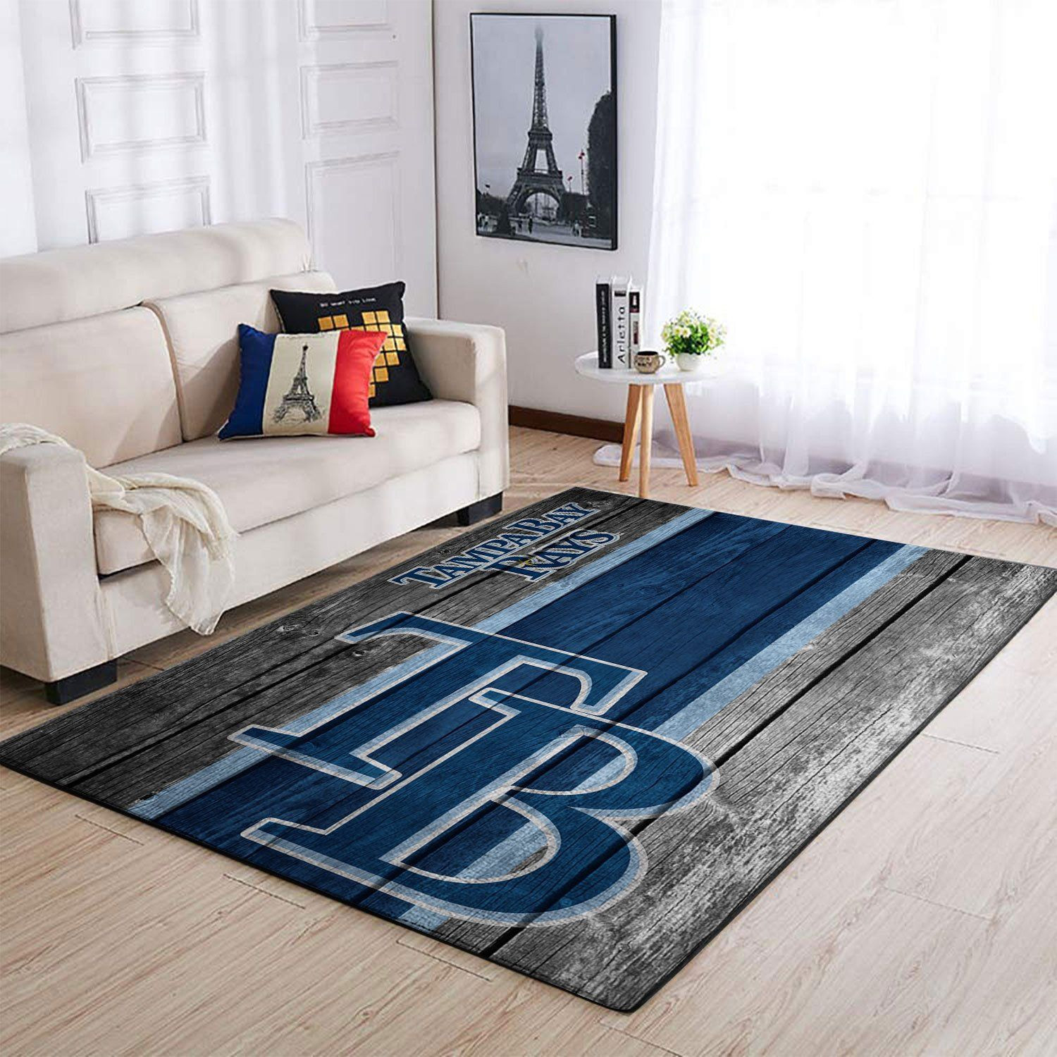 Tampa Bay Rays Team Logo Wooden Rectangle Area Rug – Full Print Carpet For Living Room & Bedroom Home Decor