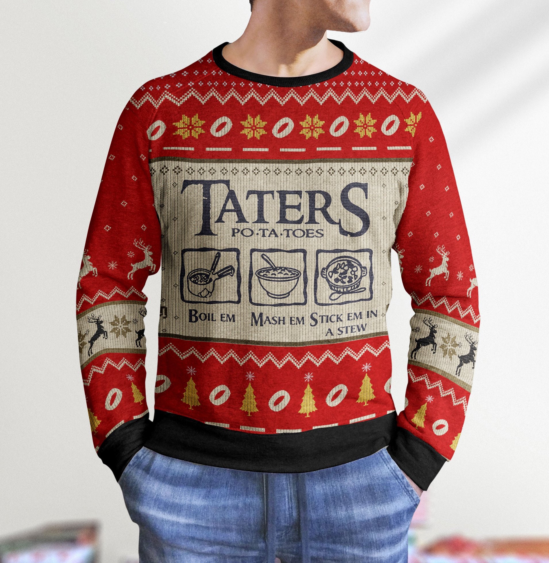 Taters Potatoes LOTR Knitted Sweater Ugly Christmas Sweater
