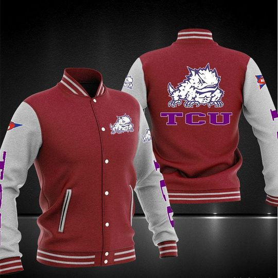 TCU Horned Frogs Maroon White Varsity Baseball Jacket for Men & Women | NCAA Team Fan Gift