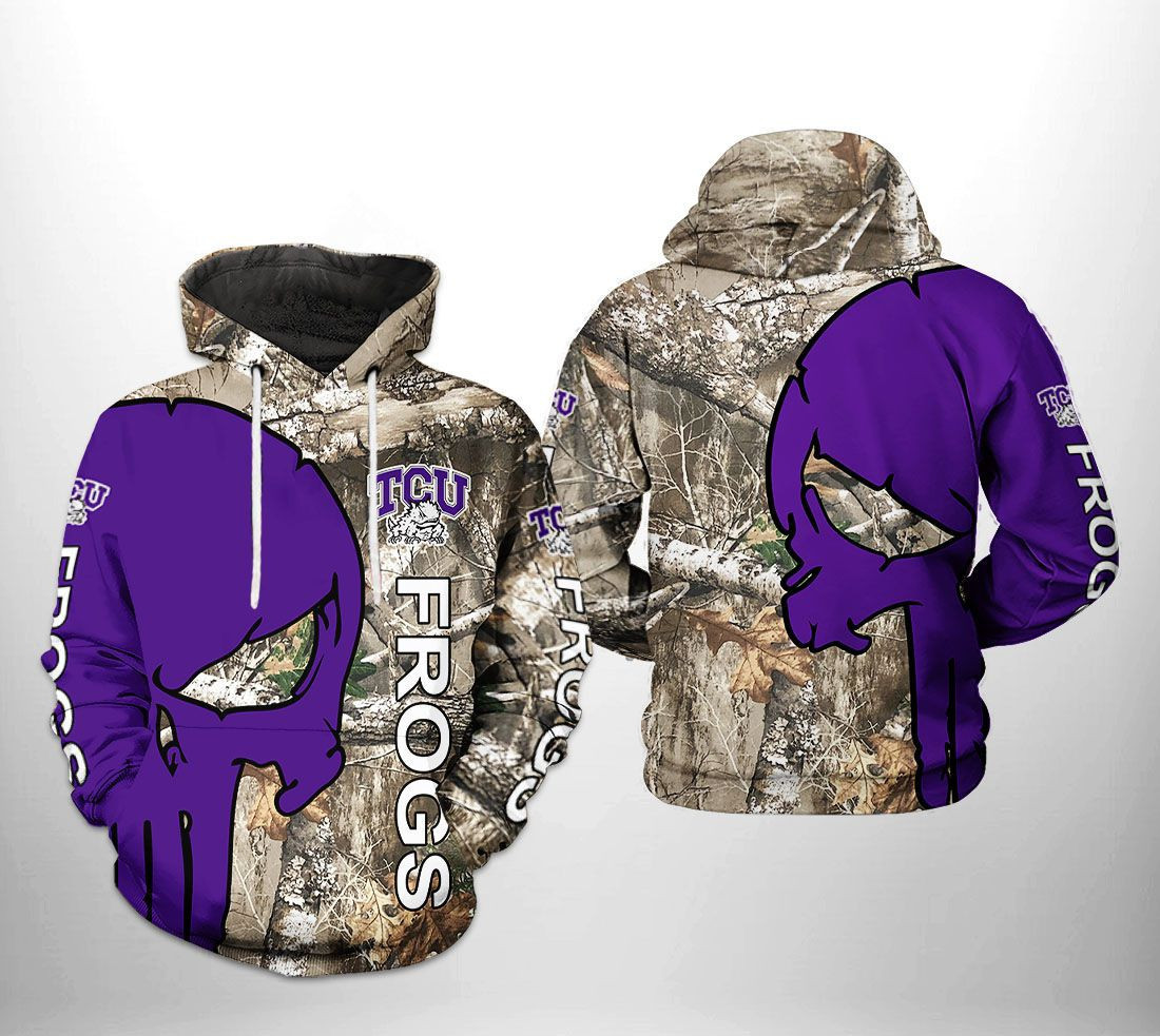 Tcu Horned Frogs NCAA Camo Veteran Hunting 3D All Over Print Hoodie & Zip Hoodie