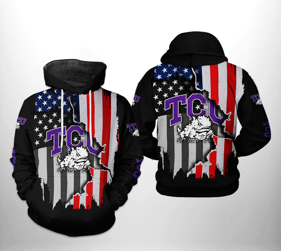 Tcu Horned Frogs NCAA US Flag 3D All Over Print Hoodie & Zip Hoodie