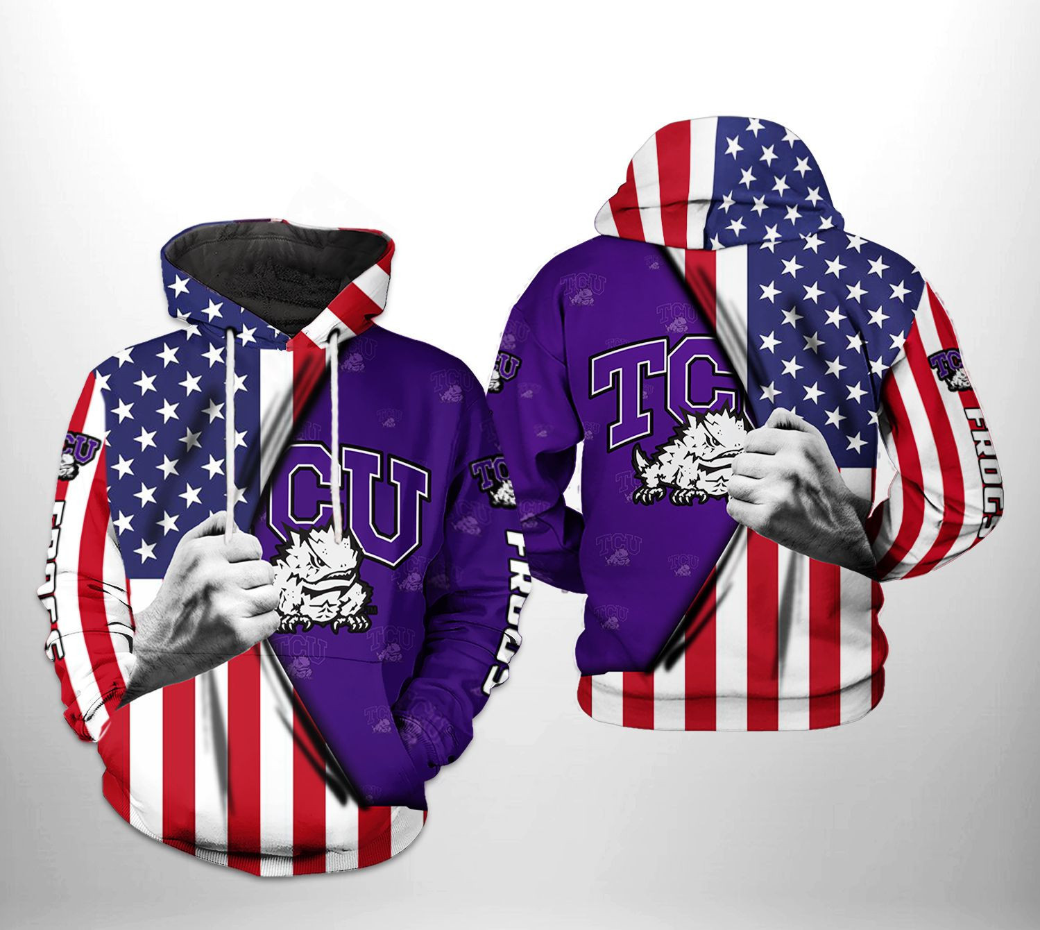 Tcu Horned Frogs NCAA US Flag 3D All Over Print Hoodie & Zip Hoodie