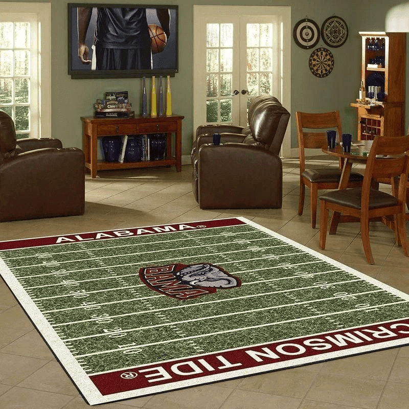 Team Alabama Crimson Tide Home Field Rectangle Area Rug – Full Print Carpet For Living Room & Bedroom Home Decor
