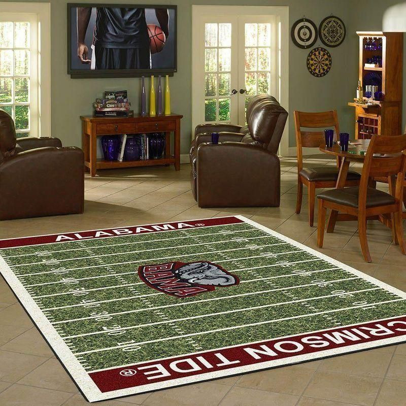 Team Alabama Crimson Tide Home Field Rectangle Area Rug – Full Print Carpet For Living Room & Bedroom Home Decor