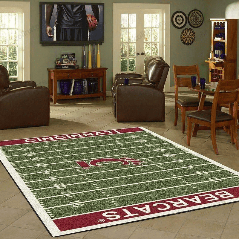 Team Cincinnati Bearcats Home Field Rectangle Area Rug – Full Print Carpet For Living Room & Bedroom Home Decor