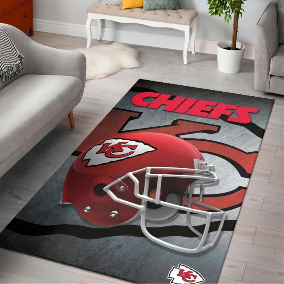 Team Kansas City Chiefs Rectangle Area Rug – Full Print Carpet For Living Room & Bedroom Home Decor