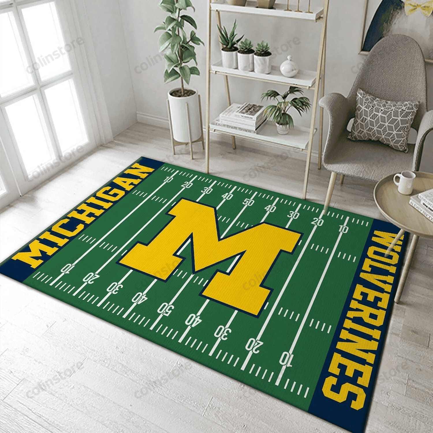 Team Michigan Wolverines Home Field Rectangle Area Rug – Full Print Carpet For Living Room & Bedroom Home Decor