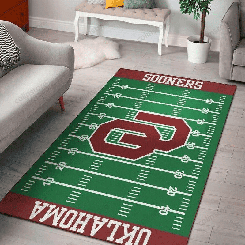 Team Oklahoma Sooners Home Field Rectangle Area Rug – Full Print Carpet For Living Room & Bedroom Home Decor