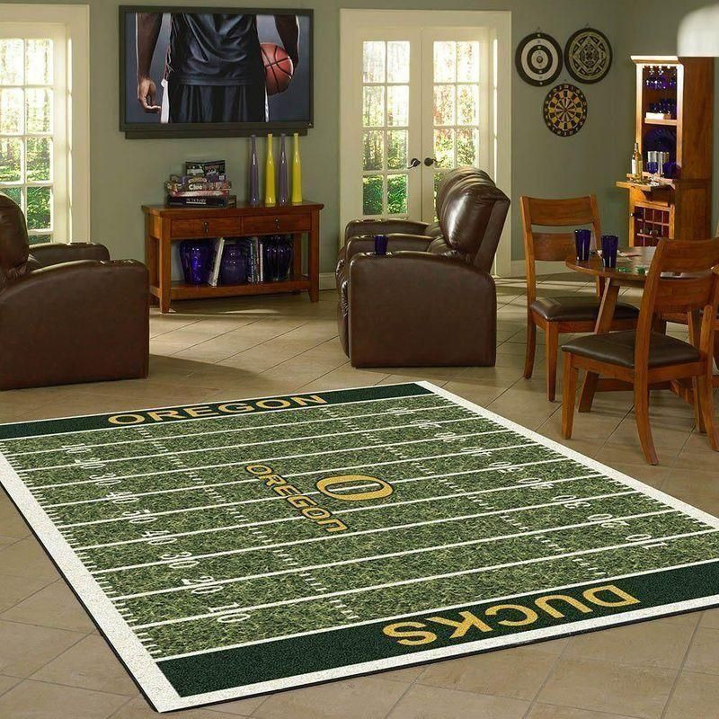 Team Oregon Ducks Home Field Rectangle Area Rug – Full Print Carpet For Living Room & Bedroom Home Decor