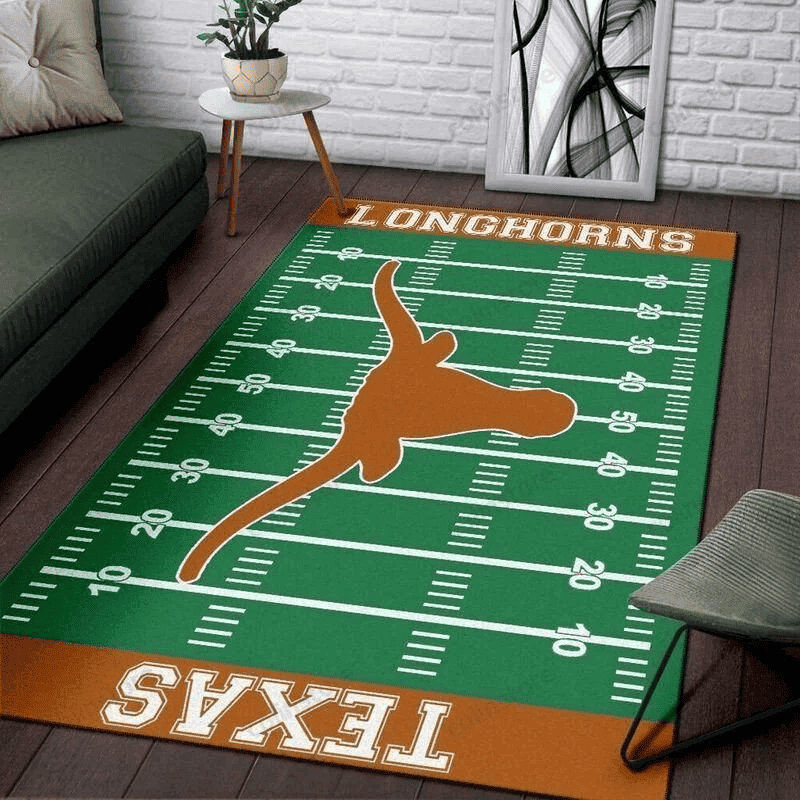 Team Texas Longhorns Home Field Rectangle Area Rug – Full Print Carpet For Living Room & Bedroom Home Decor