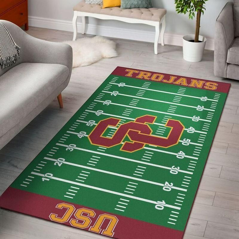 Team Usc Trojans Home Field Rectangle Area Rug – Full Print Carpet For Living Room & Bedroom Home Decor