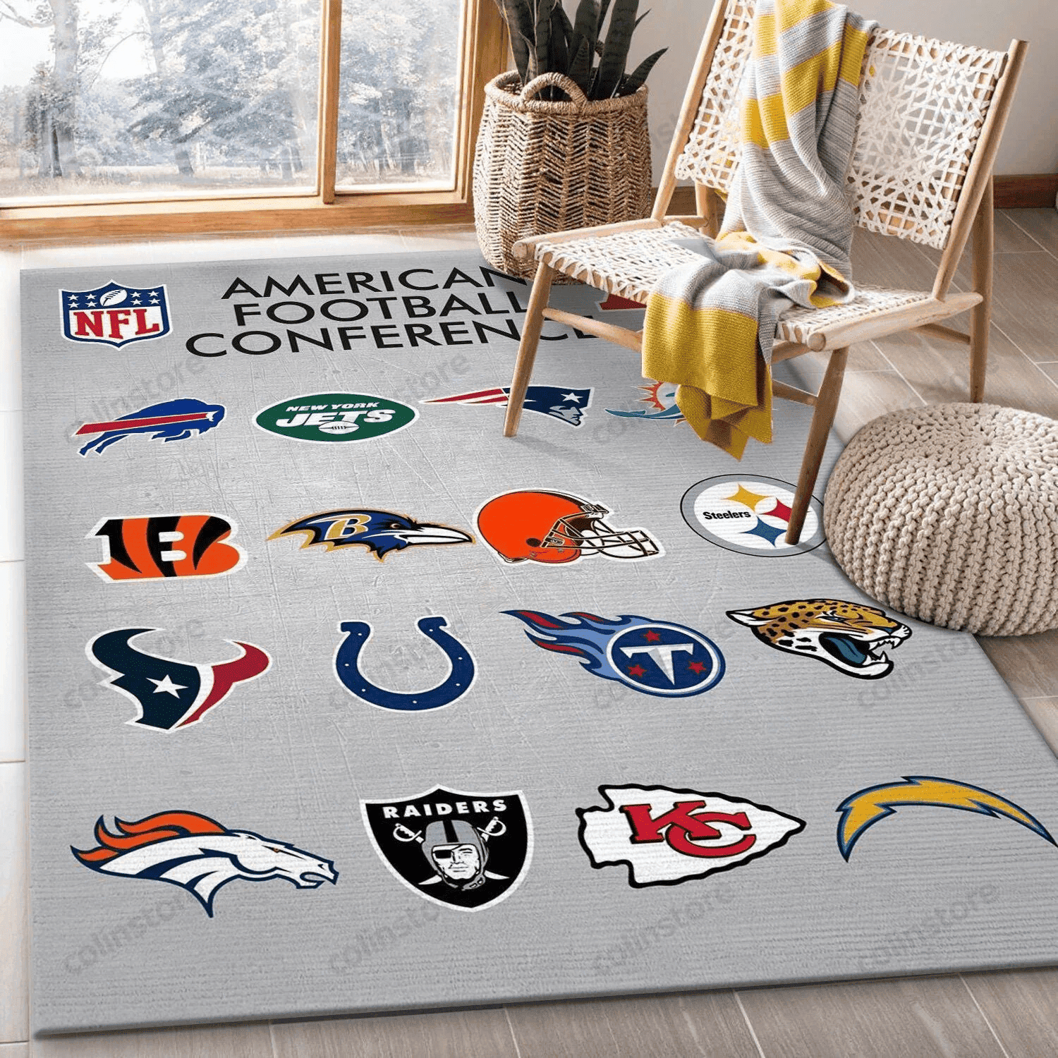 Teams Metallic Afc Rectangle Area Rug – Full Print Carpet For Living Room & Bedroom Home Decor
