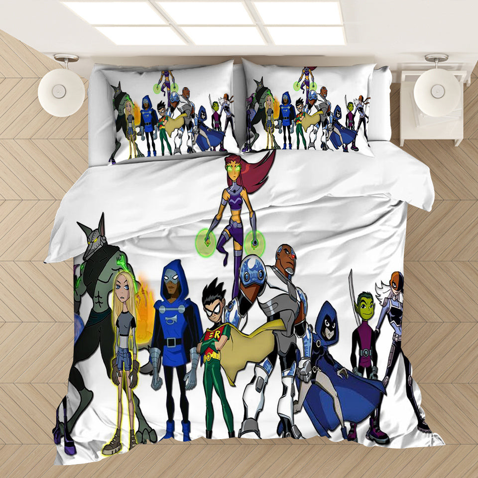 Teen Titans Go Duvet Cover Quilt Cover Pillowcase Bedding Set Bed Linen Home Bedroom Decor