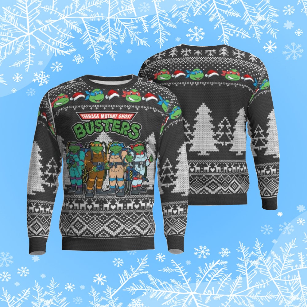 Teenage Mutant Ghost Busters Ugly Christmas Sweater
