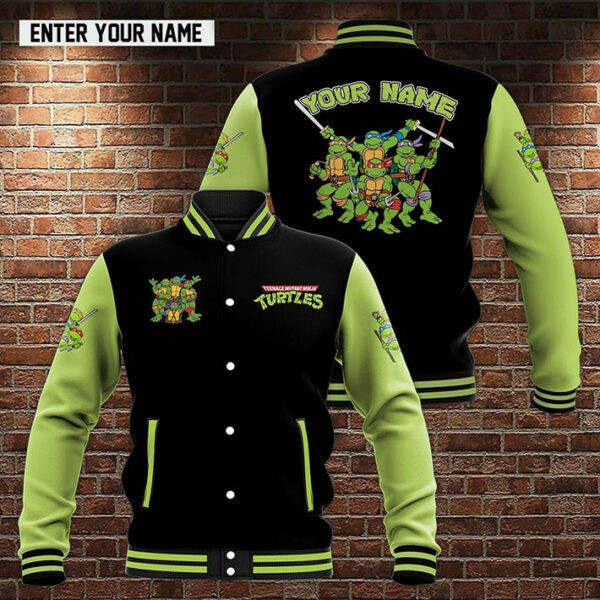 Teenage Mutant Ninja Turtles Personalized Name Baseball Jacket for Men & Women | Cartoon Fan Gift