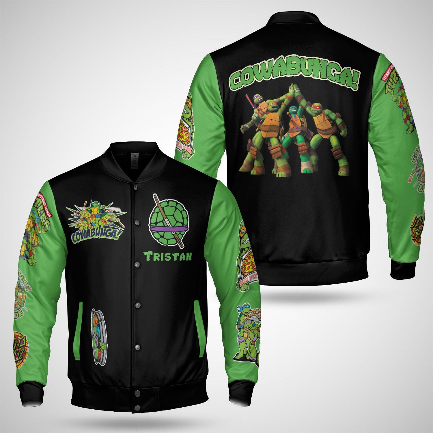 Teenage Mutant Ninja Turtles Personalized Name Baseball Jacket for Men & Women | Cartoon Fan Gift
