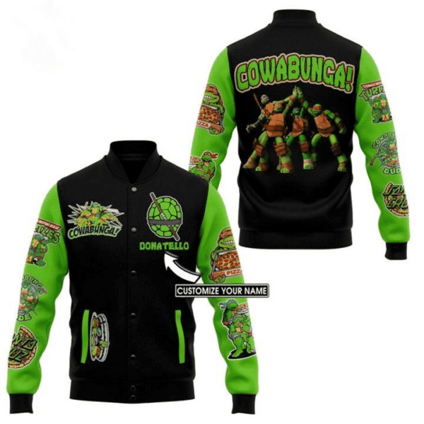 Teenage Mutant Ninja Turtles Personalized Name Baseball Jacket for Men & Women | Cartoon Fan Gift