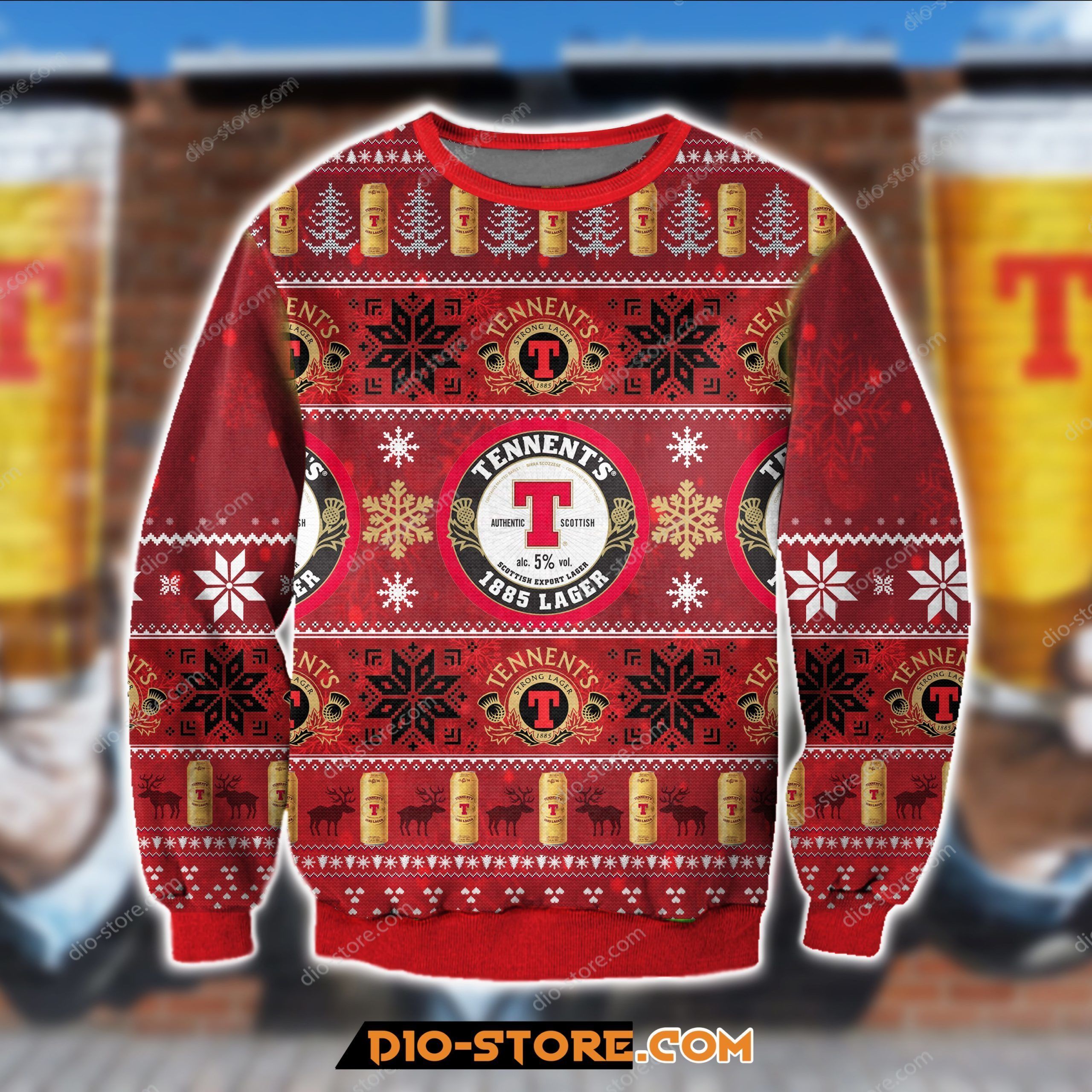 Tennent'S 1885 Lager Beer Knitting Pattern 3D Print Ugly Sweater
