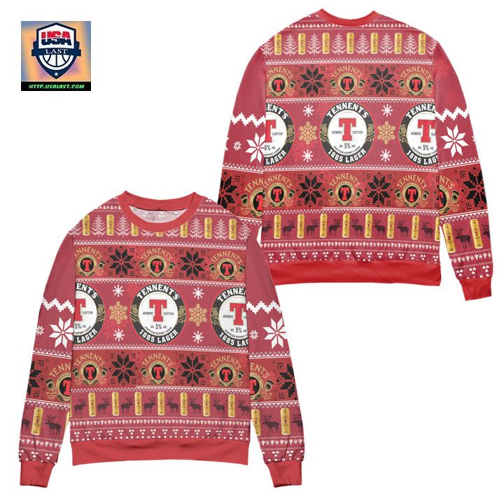 Tennents 1985 Centenary Lager Ugly Christmas Sweater Red