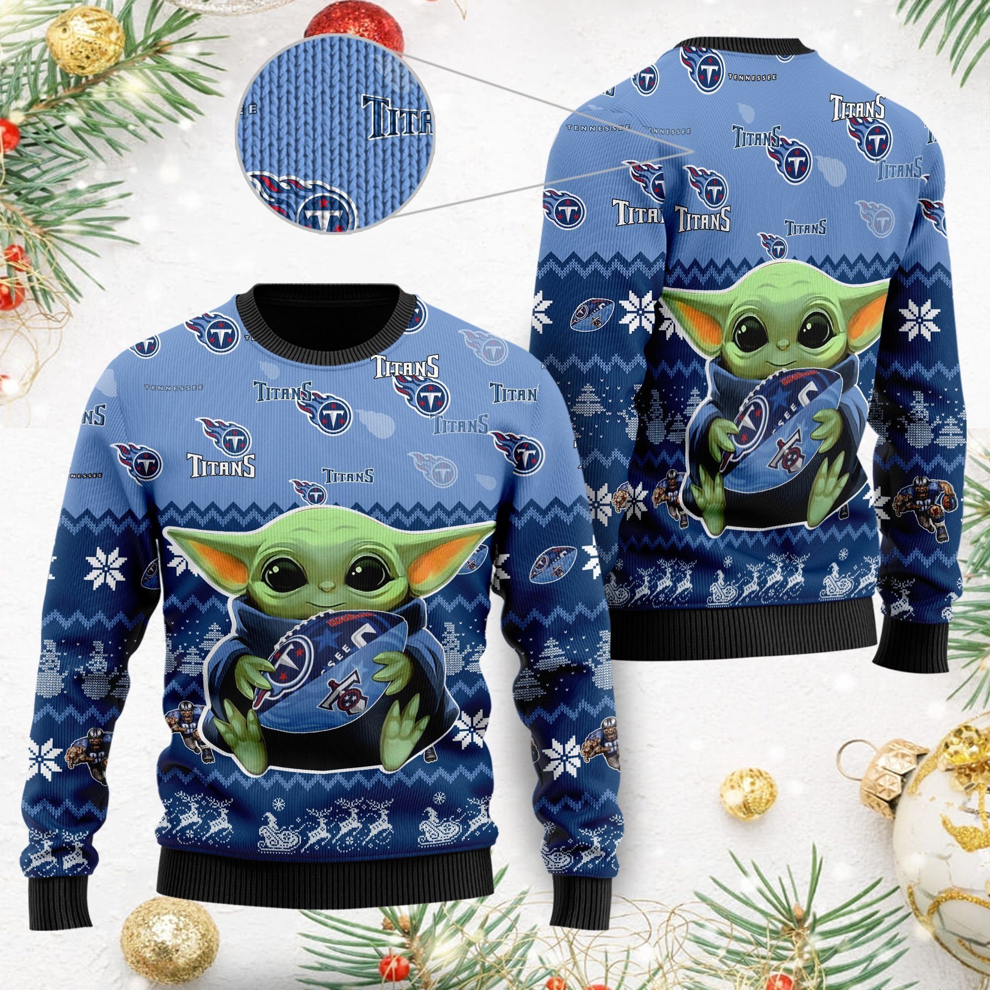 Tennessee Titans Baby Yoda Ugly Christmas Sweater For American Football Fans