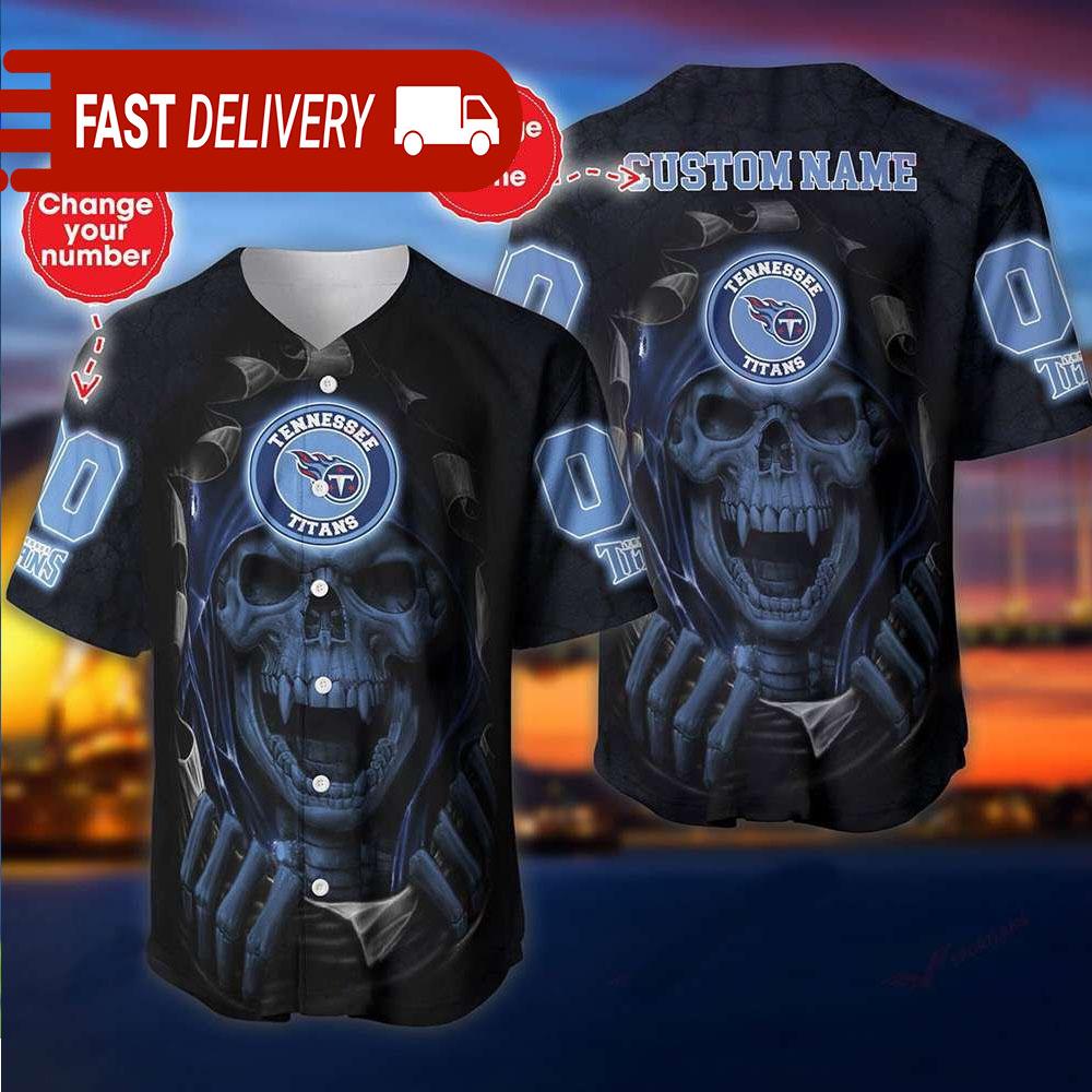 Tennessee Titans Custom NLF Jersey Skull Personalized Baseball Jersey