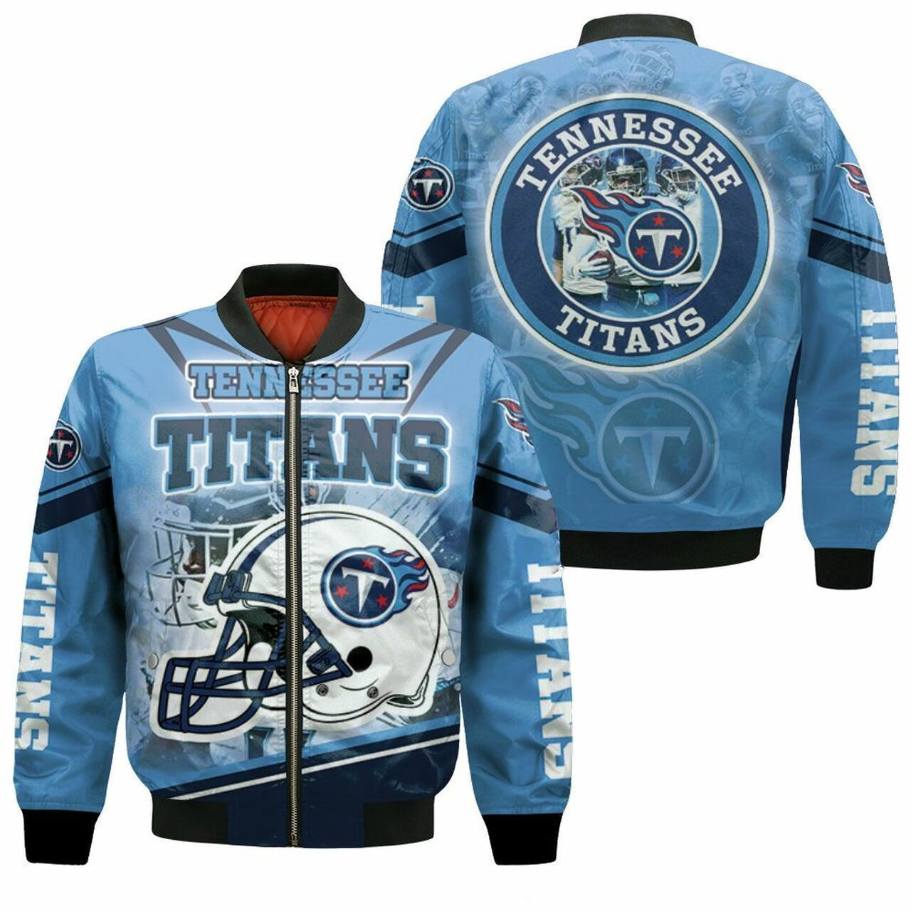 Tennessee Titans Helmet Blue Bomber Jacket | NFL Team Jacket for Men & Women | Football Fan Gift