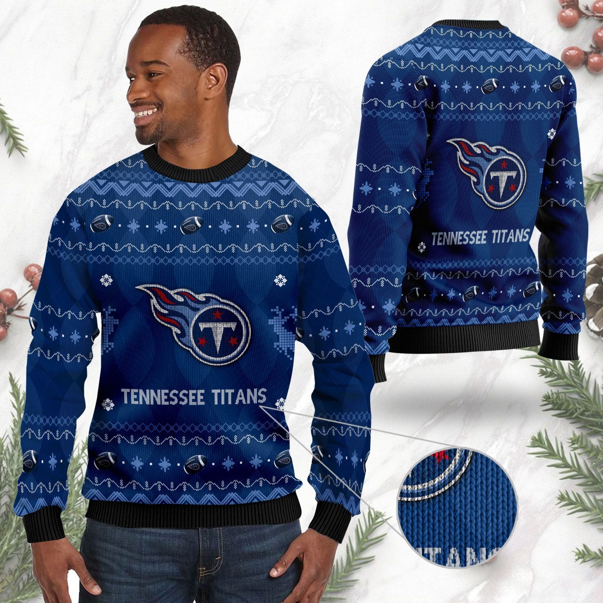 Tennessee Titans NFL American Football Black Ugly Christmas Sweater