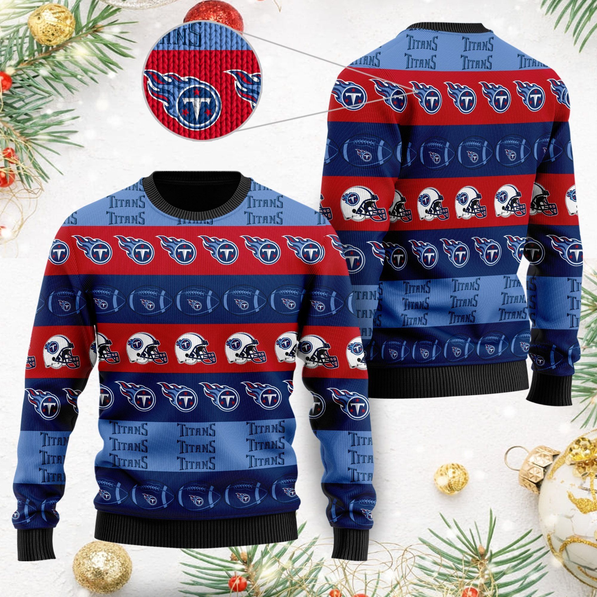 Tennessee Titans NFL American Football Team Logo Helmet Symbols Men Women Ugly Christmas Sweater