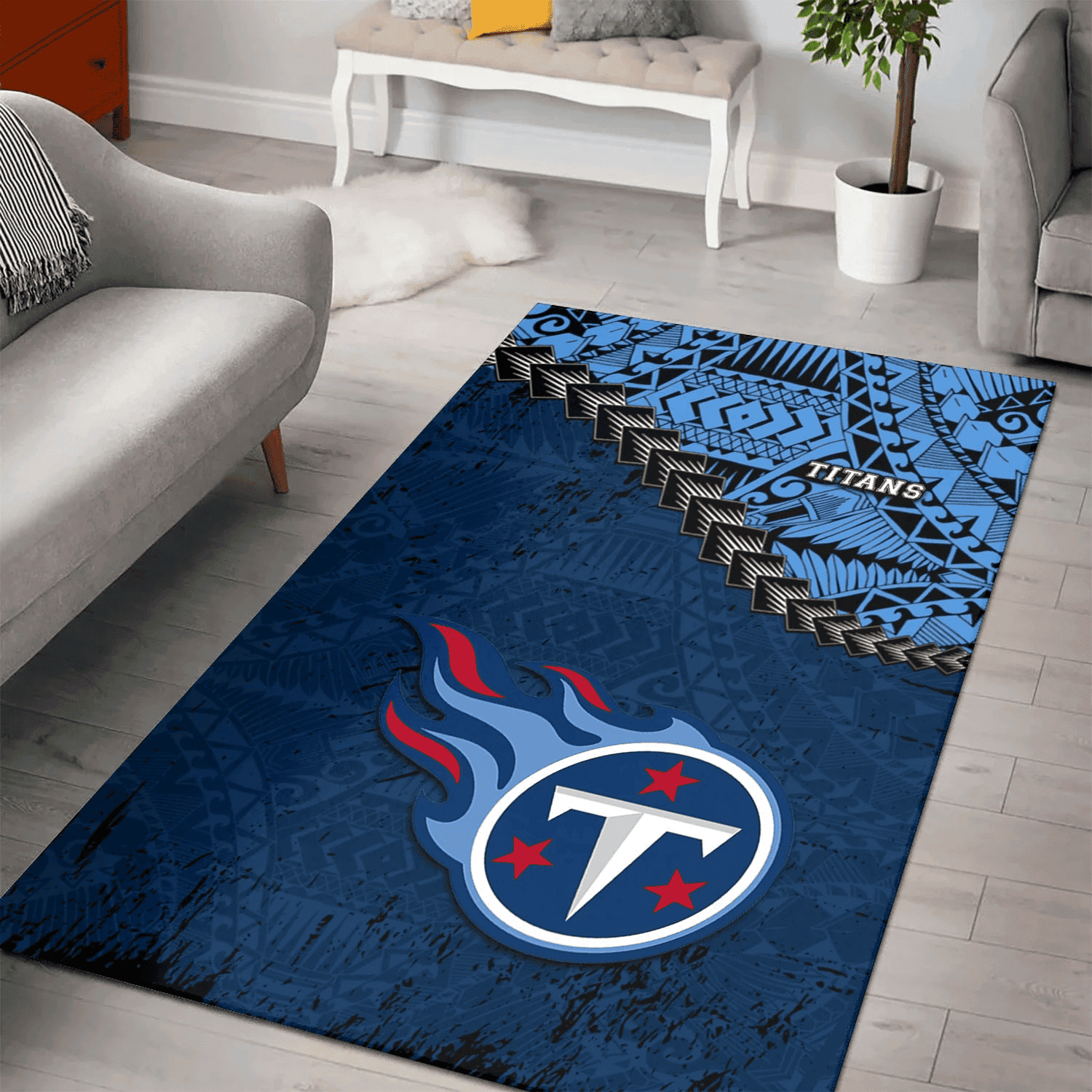 Tennessee Titans Rectangle Area Rug – Full Print Carpet For Living Room & Bedroom Home Decor