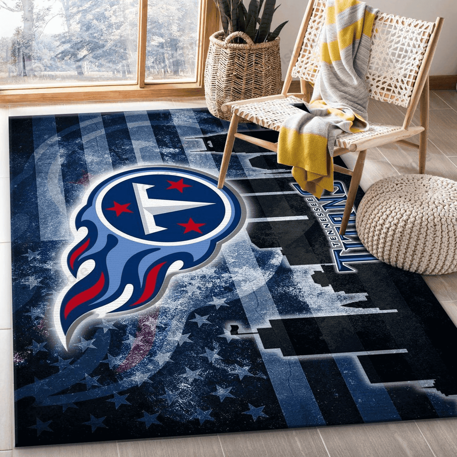 Tennessee Titans Rectangle Area Rug – Full Print Carpet For Living Room & Bedroom Home Decor