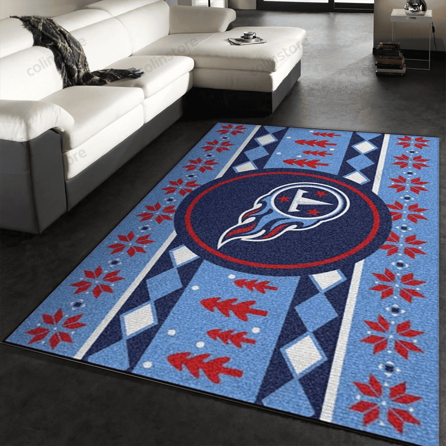 Tennessee Titans Rectangle Area Rug – Full Print Carpet For Living Room & Bedroom Home Decor