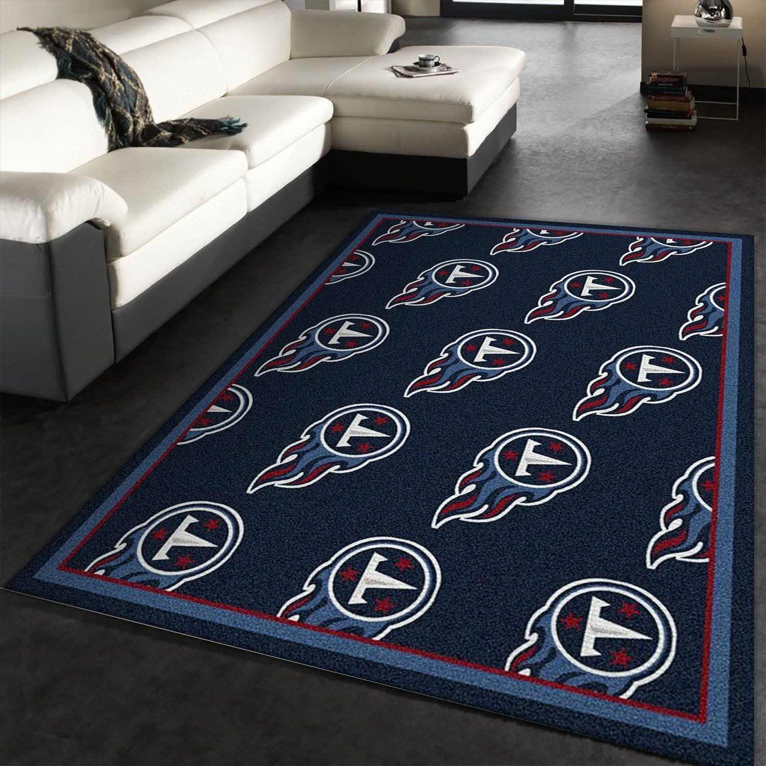 Tennessee Titans Repeat Rug Team Rectangle Area Rug – Full Print Carpet For Living Room & Bedroom Home Decor