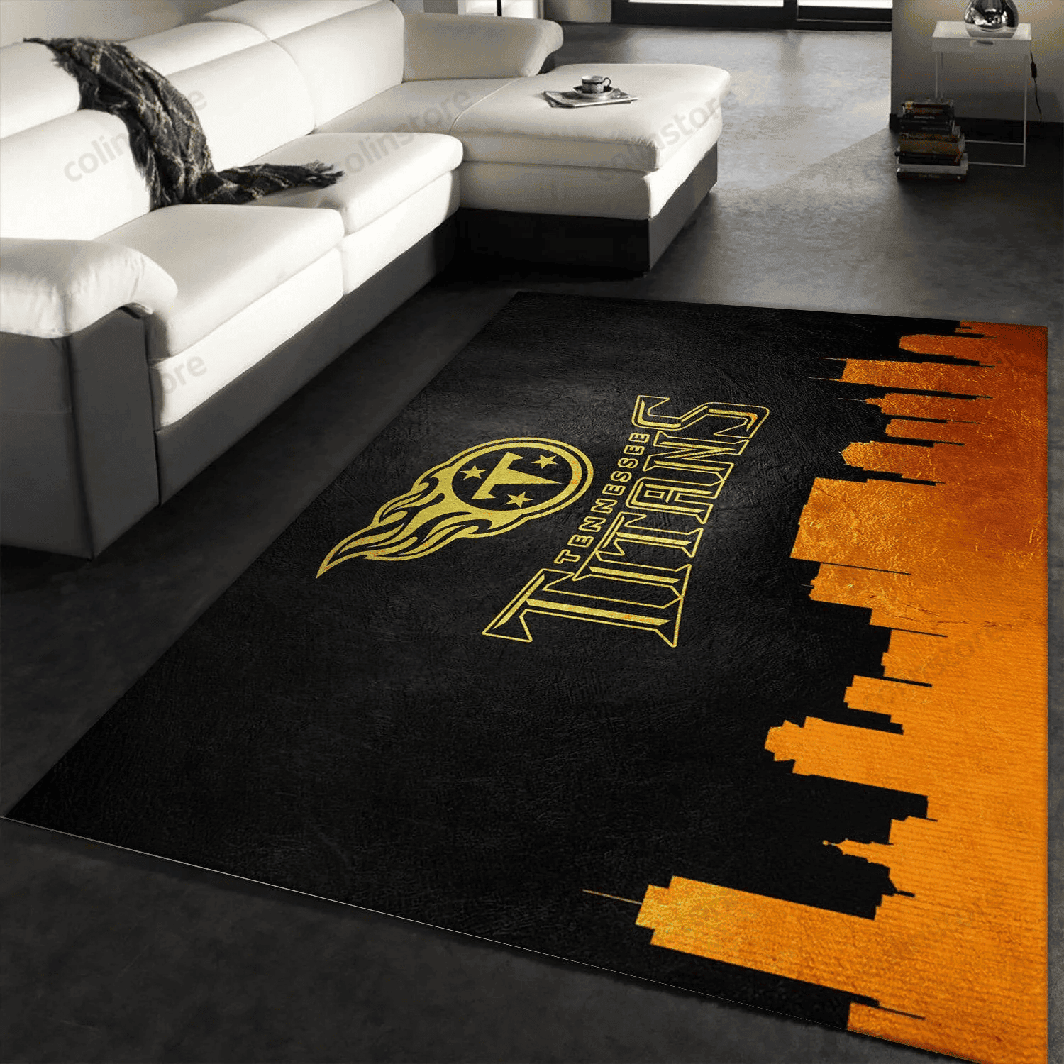 Tennessee Titans Skyline Rectangle Area Rug – Full Print Carpet For Living Room & Bedroom Home Decor