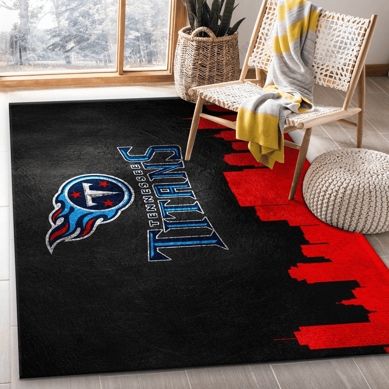 Tennessee Titans Skyline Rectangle Area Rug – Full Print Carpet For Living Room & Bedroom Home Decor