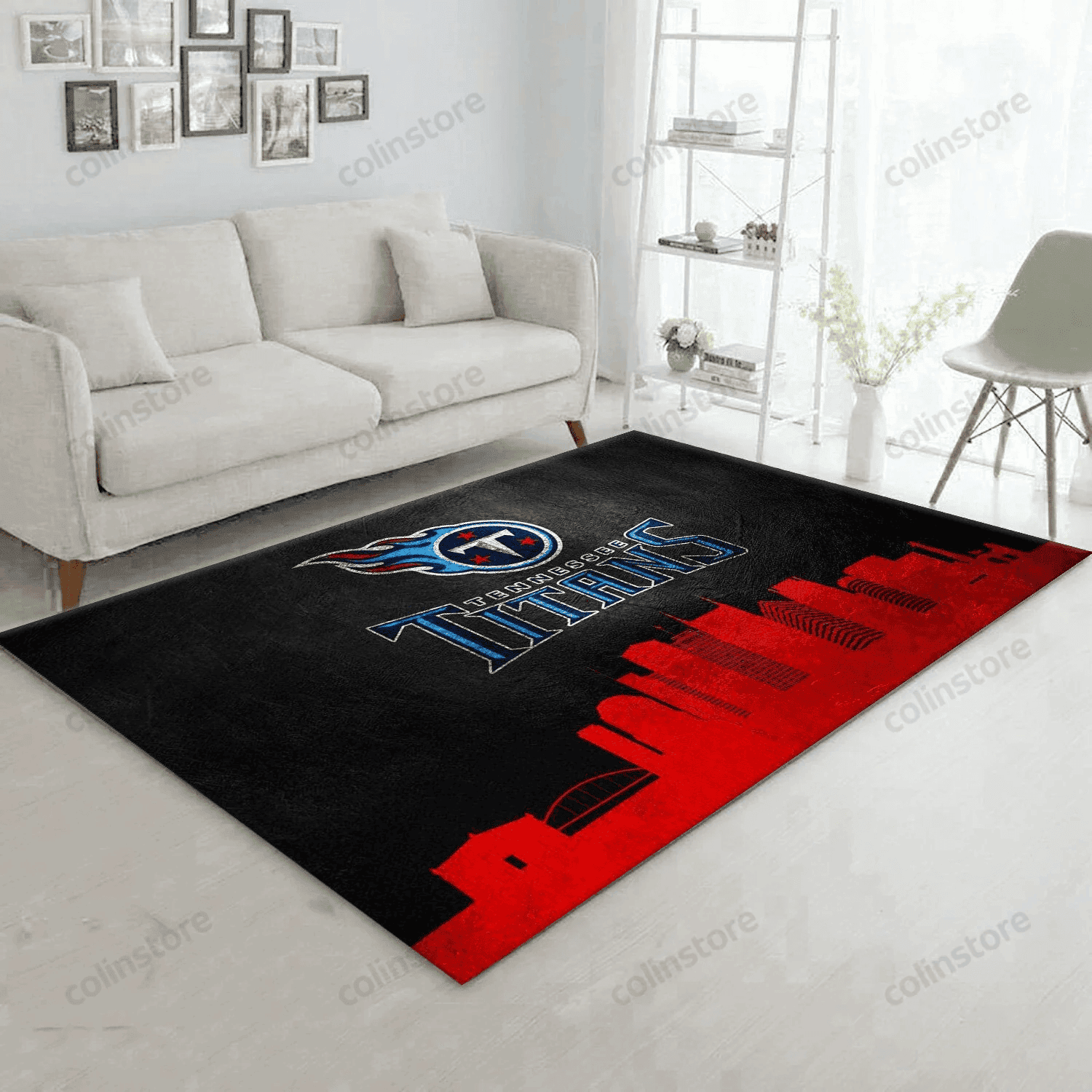 Tennessee Titans Skyline Rectangle Area Rug – Full Print Carpet For Living Room & Bedroom Home Decor