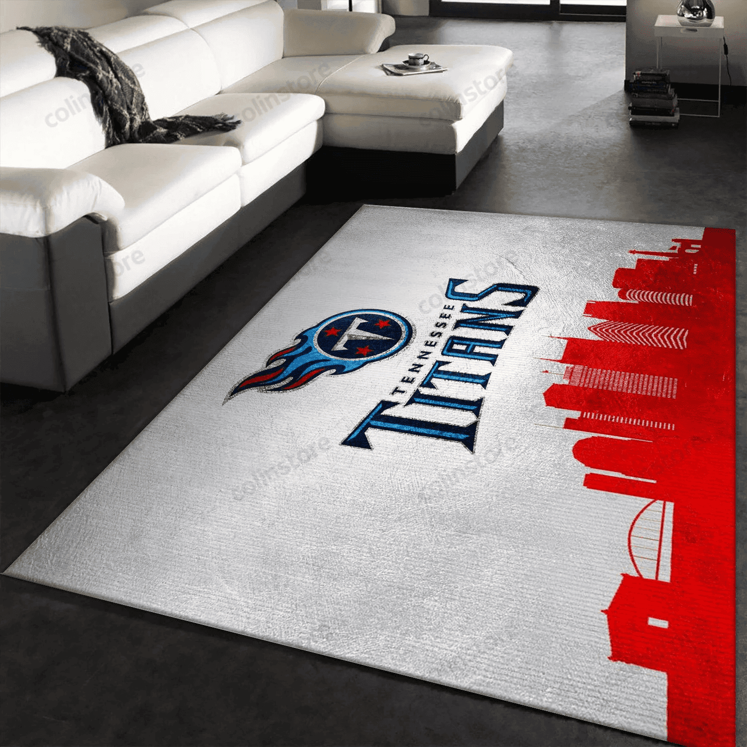 Tennessee Titans Skyline Rectangle Area Rug – Full Print Carpet For Living Room & Bedroom Home Decor