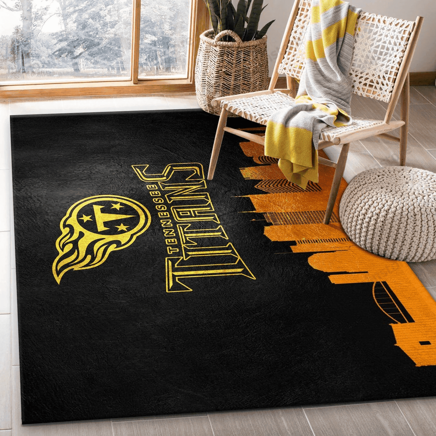Tennessee Titans Skyline Rectangle Area Rug – Full Print Carpet For Living Room & Bedroom Home Decor