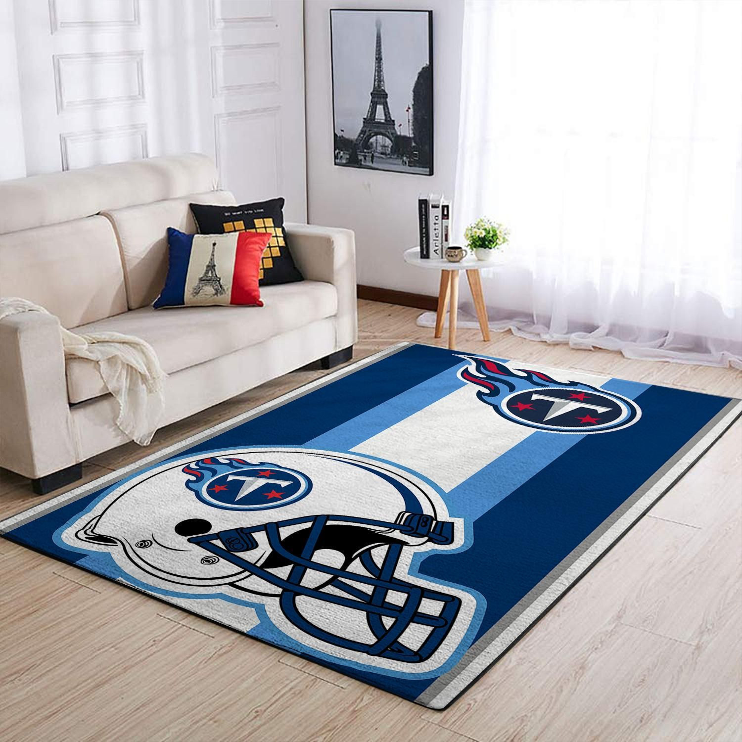 Tennessee Titans Team Logo Helmet Nice Gift Rectangle Area Rug – Full Print Carpet For Living Room & Bedroom Home Decor