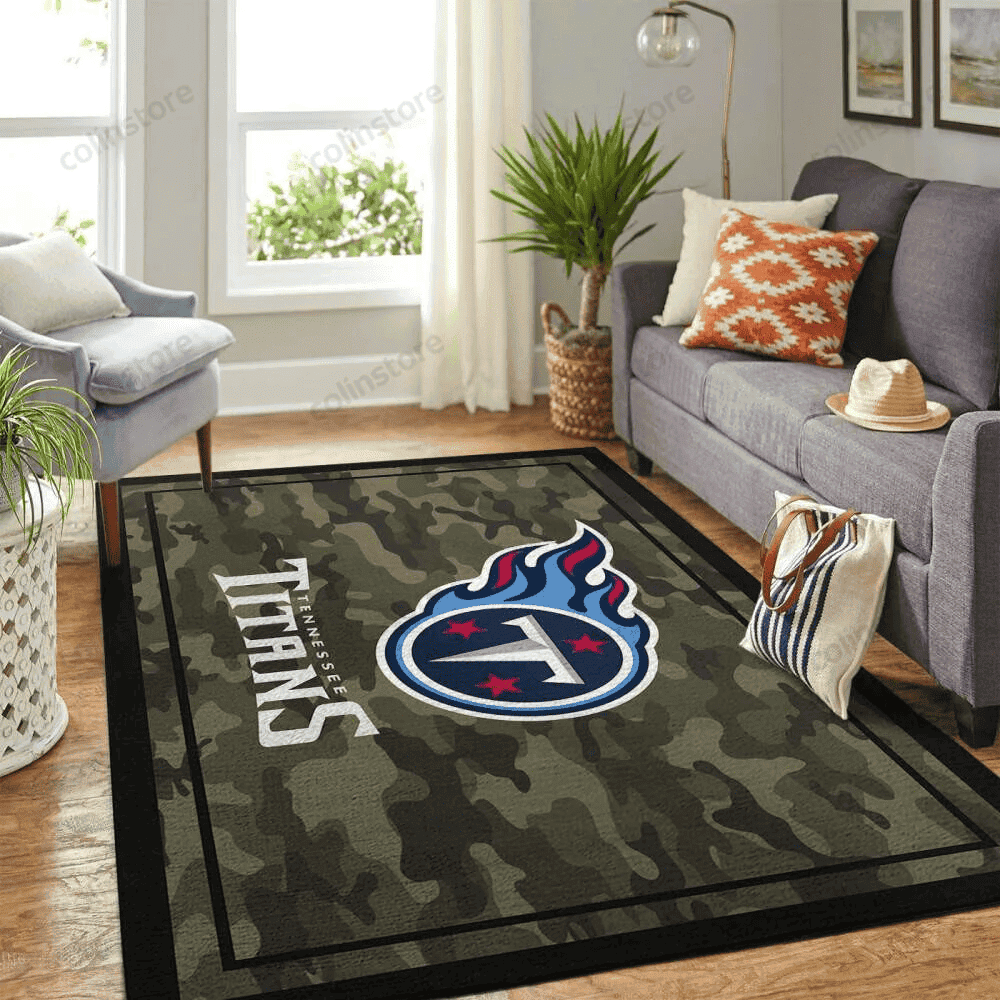 Tennessee Titans Team Logo Rectangle Area Rug – Full Print Carpet For Living Room & Bedroom Home Decor