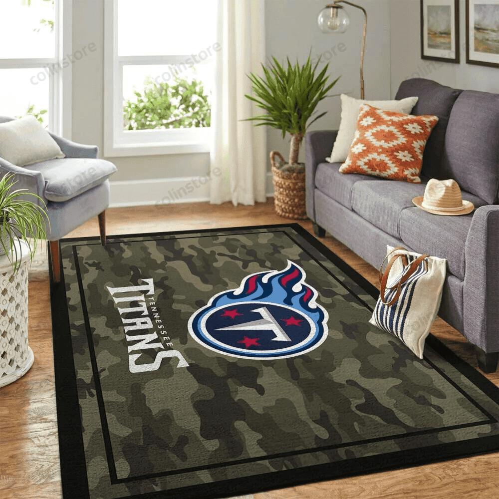 Tennessee Titans Team Logo Rectangle Area Rug – Full Print Carpet For Living Room & Bedroom Home Decor