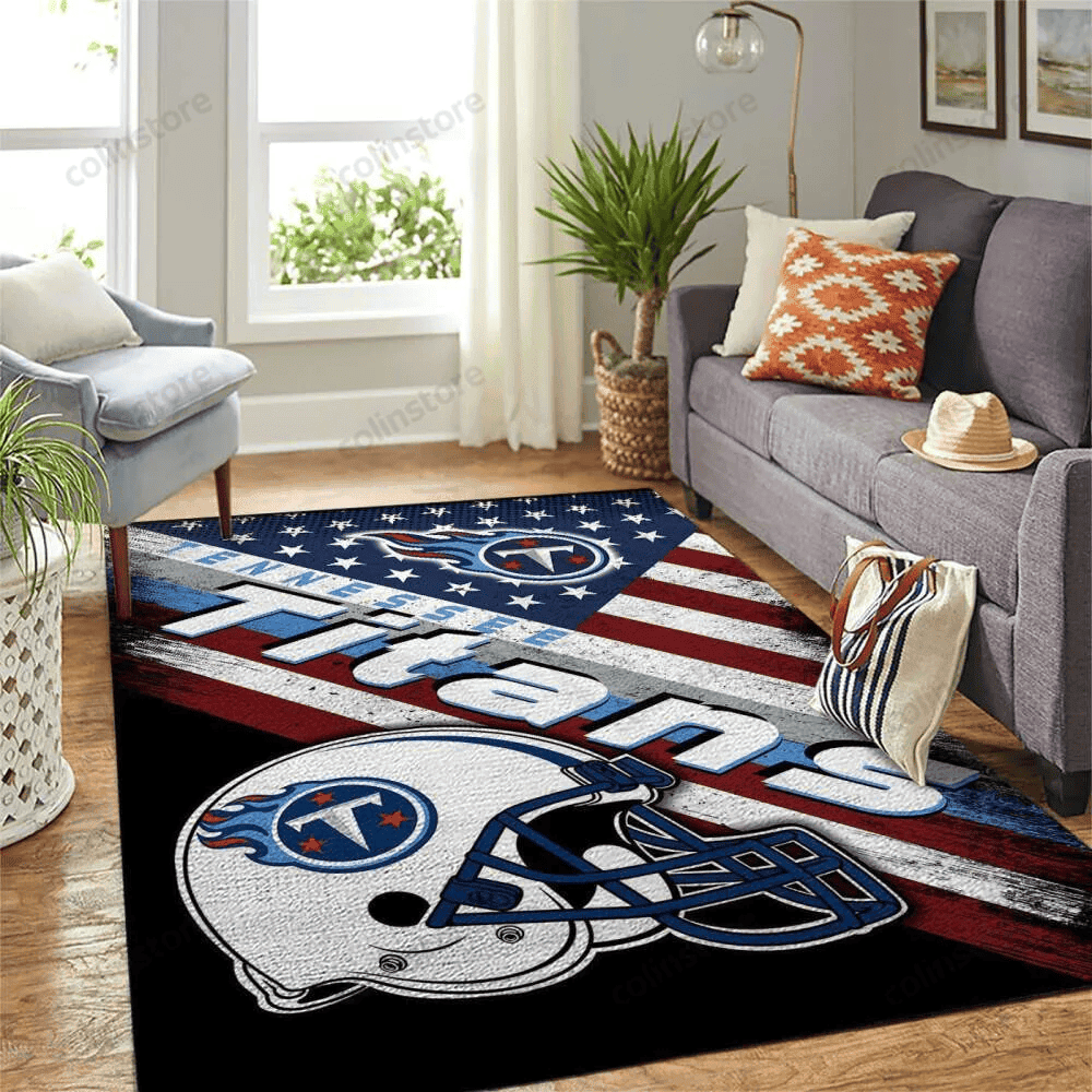 Tennessee Titans Team Logo Rectangle Area Rug – Full Print Carpet For Living Room & Bedroom Home Decor