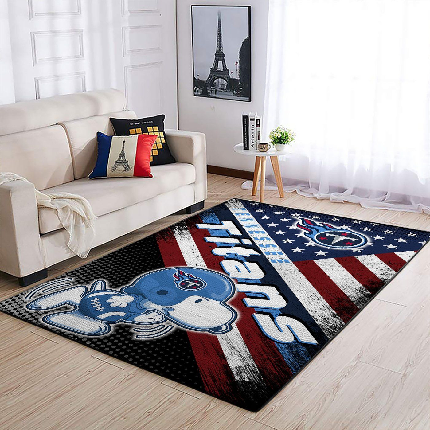 Tennessee Titans Team Logo Snoopy Us Rectangle Area Rug – Full Print Carpet For Living Room & Bedroom Home Decor