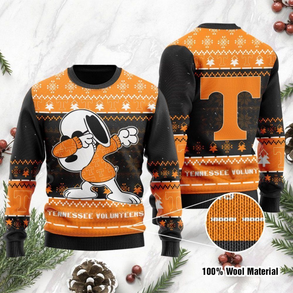 Tennessee Volunteers Snoopy Dabbing Ugly Christmas Sweater Holiday Party Men Women Full Plus Size