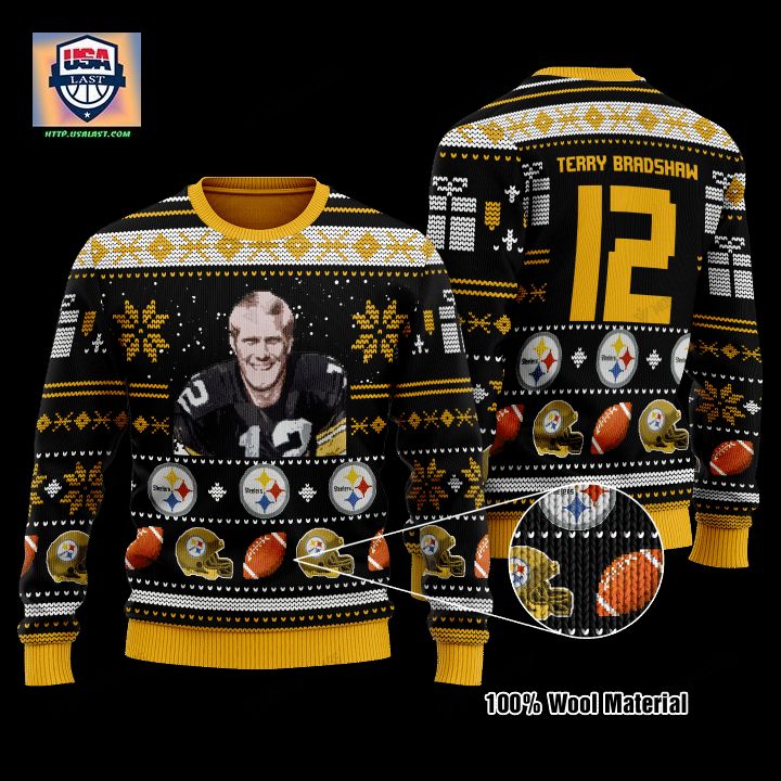 Terry Paxton Bradshaw 12 Pittsburgh Steelers Nfl Christmas Sweater