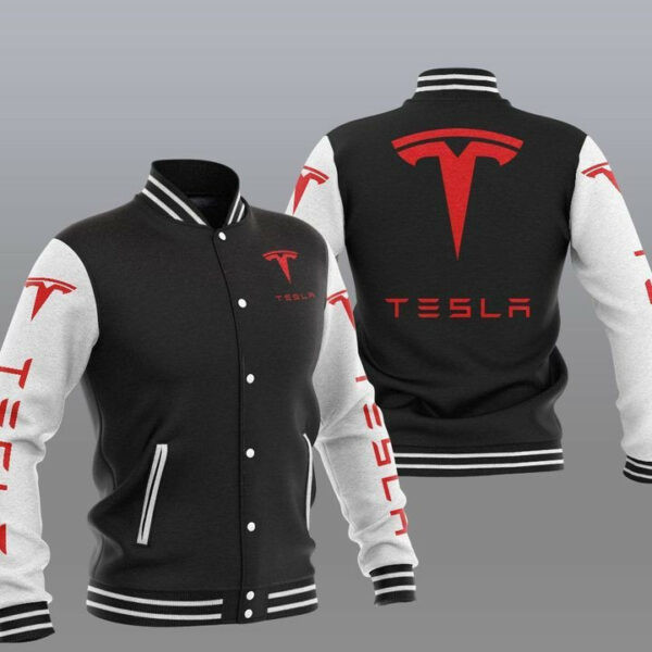 Tesla, Tesla Automobile Baseball Jacket Varsity Baseball Jacket for Men & Women | Vehicle Brand Fan Gift