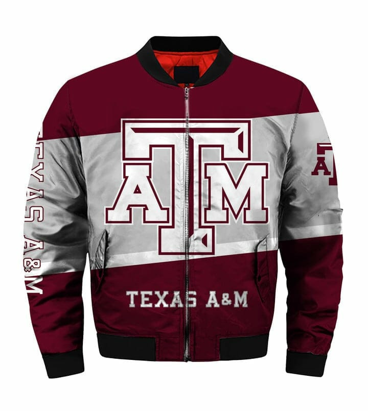 Texas & Aggies Maroon Grey Bomber Jacket | NCAA College Team Jacket for Men & Women | Sports Fan Gift