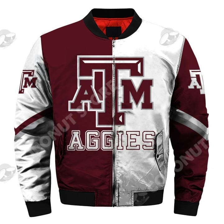Texas & Aggies Maroon White Bomber Jacket | NCAA College Team Jacket for Men & Women | Sports Fan Gift