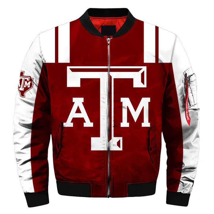 Texas & Aggies Maroon White Bomber Jacket | NCAA College Team Jacket for Men & Women | Sports Fan Gift