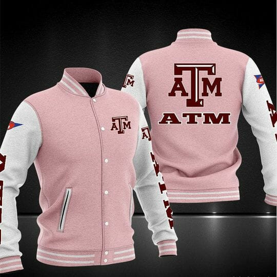Texas A&M Aggies Pink Varsity Baseball Jacket for Men & Women | NCAA Team Fan Gift
